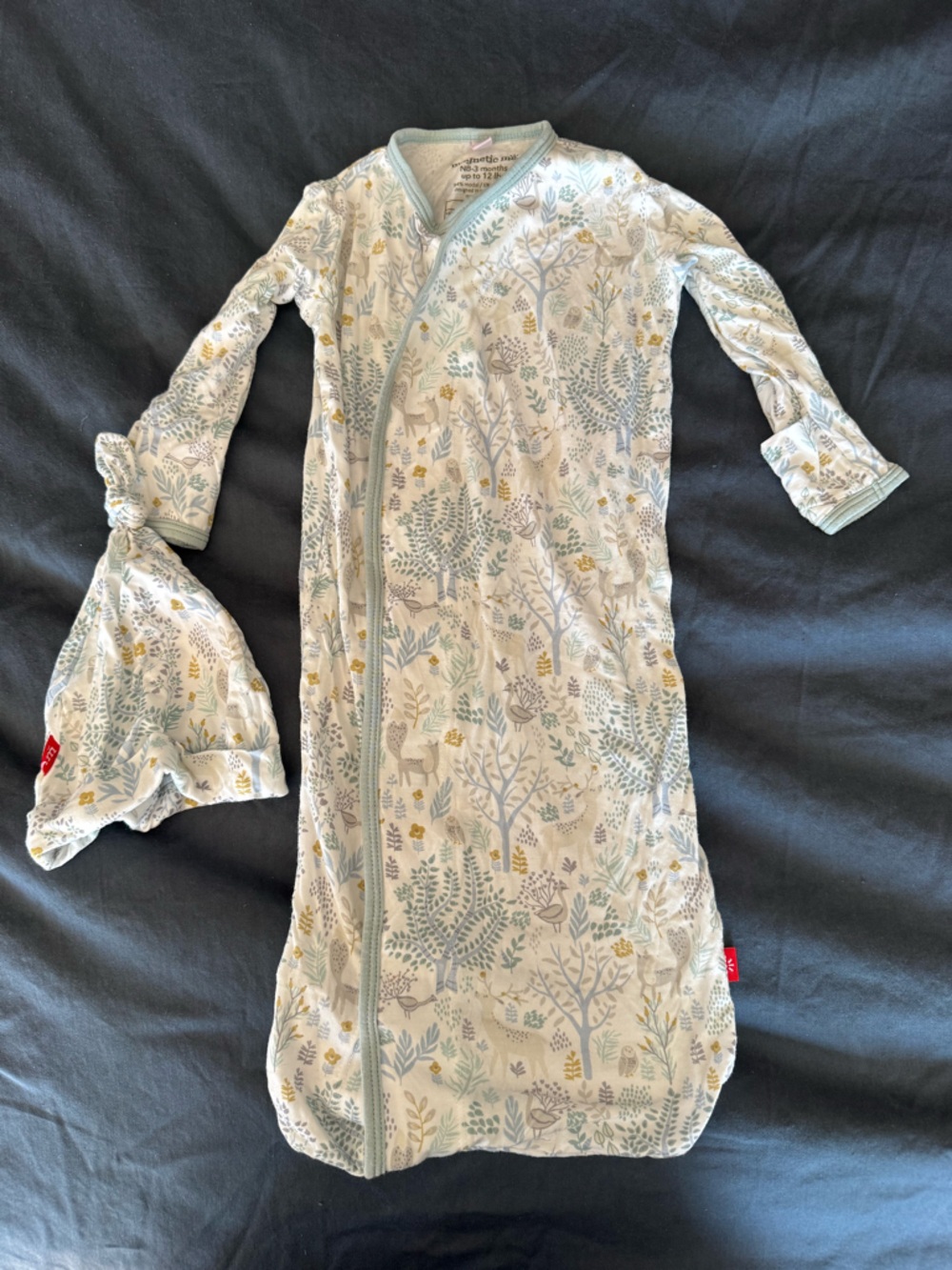 Magnetic Me Baby Sleep Sack in Sage Trim with Mustard & Teal Floral Print